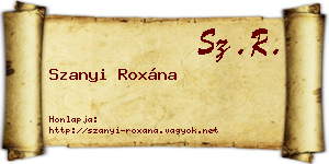 Szanyi Roxána névjegykártya